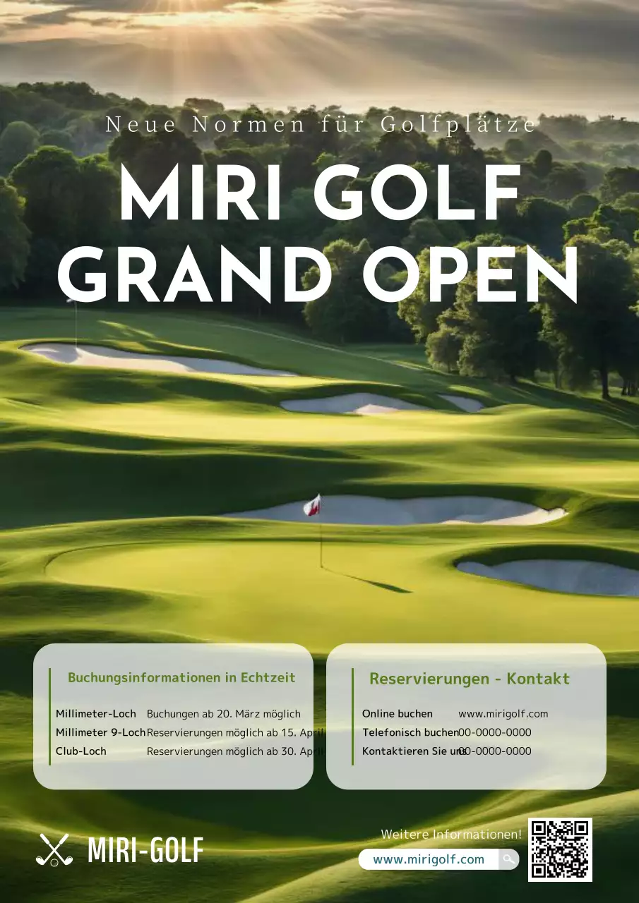 Einfacher Golfplatzeröffnungsflyer in grün