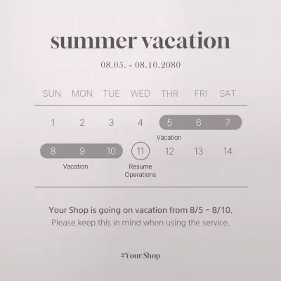 Grey Minimal Vacation Notice Social Media Post