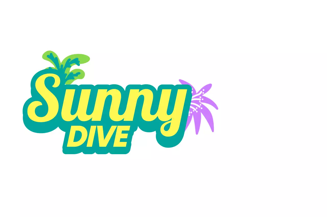 Klub selancar berkonsep tipografi Inggris yang penuh warna