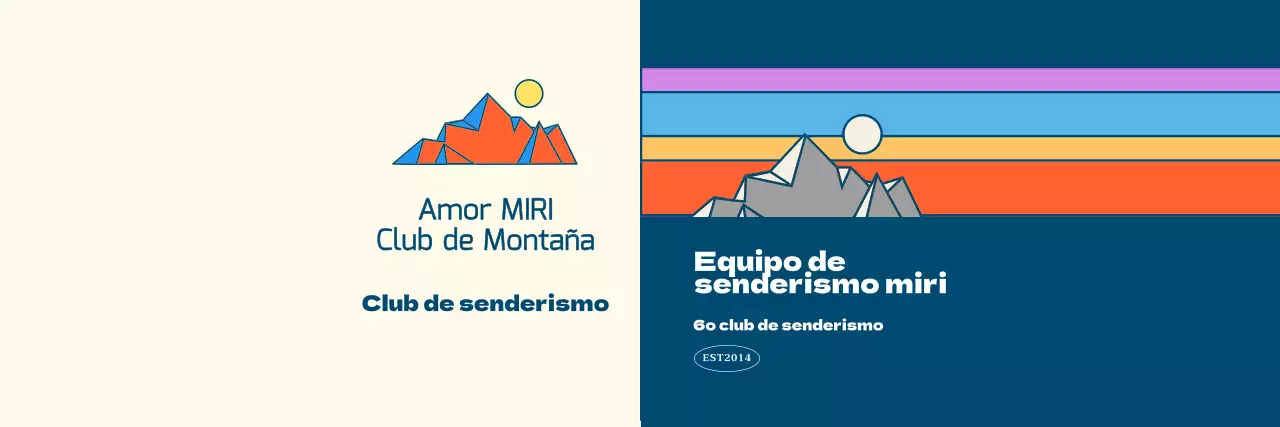 Clubes deportivos con ilustraciones de montañas multicolores