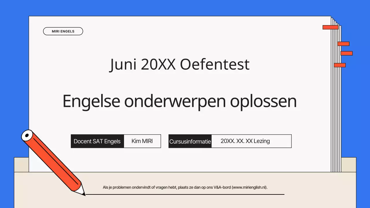 Eenvoudige oefentoetsen in blauw en rood Engels lesmateriaal