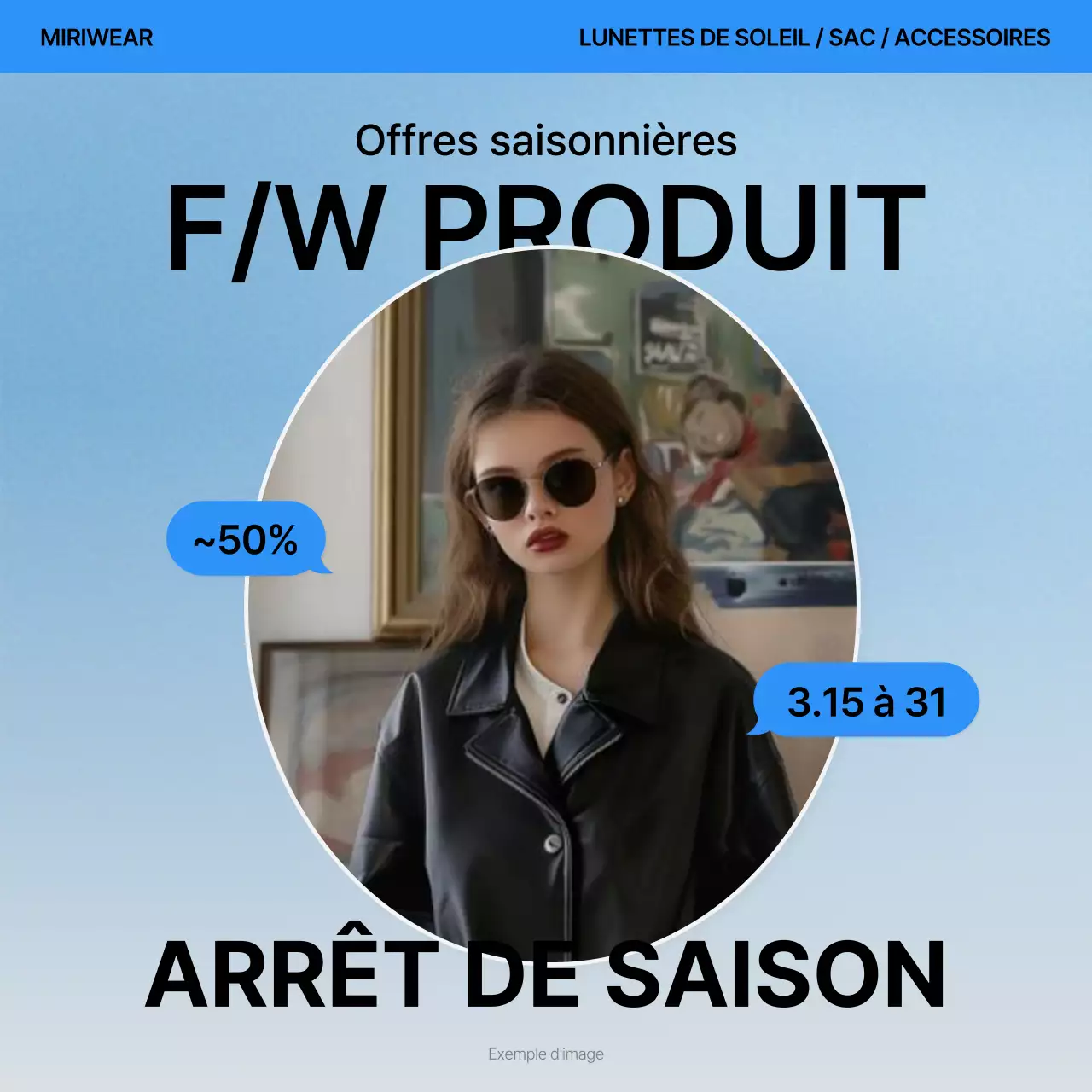 Une couverture de mode tendance en bleu et blanc