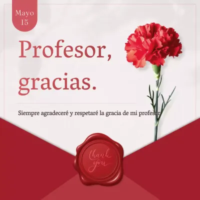 Un post de agradecimiento clásico para el Día del Profesor en rojo y beige