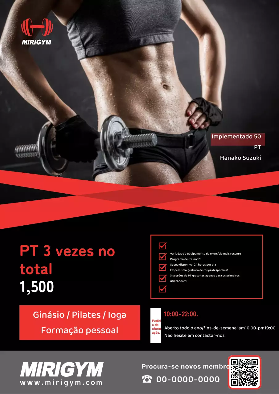 Promova o seu ginásio com fotografias de treino a vermelho e preto
