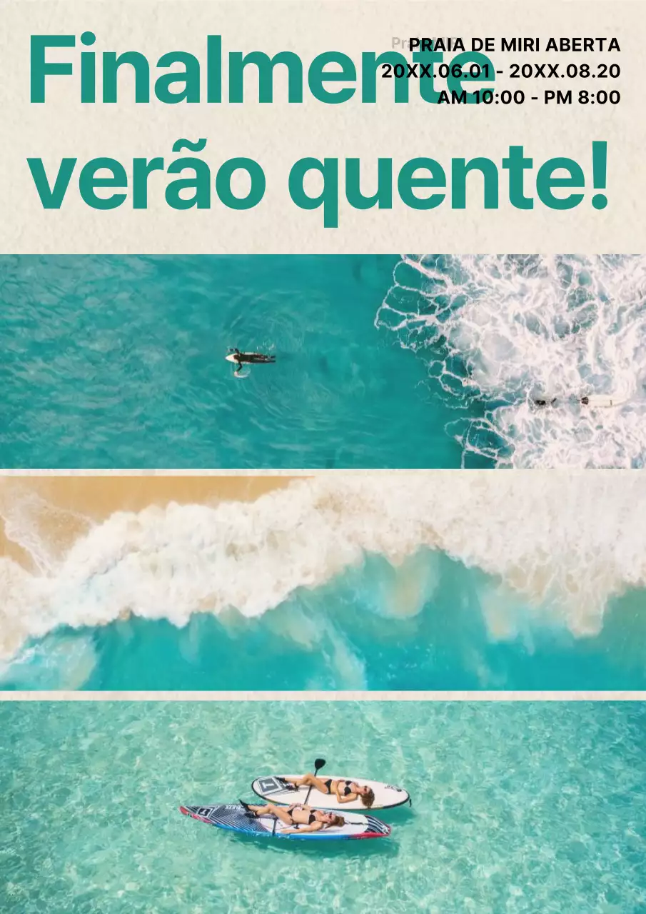 Folheto de praia vintage em azul e bege