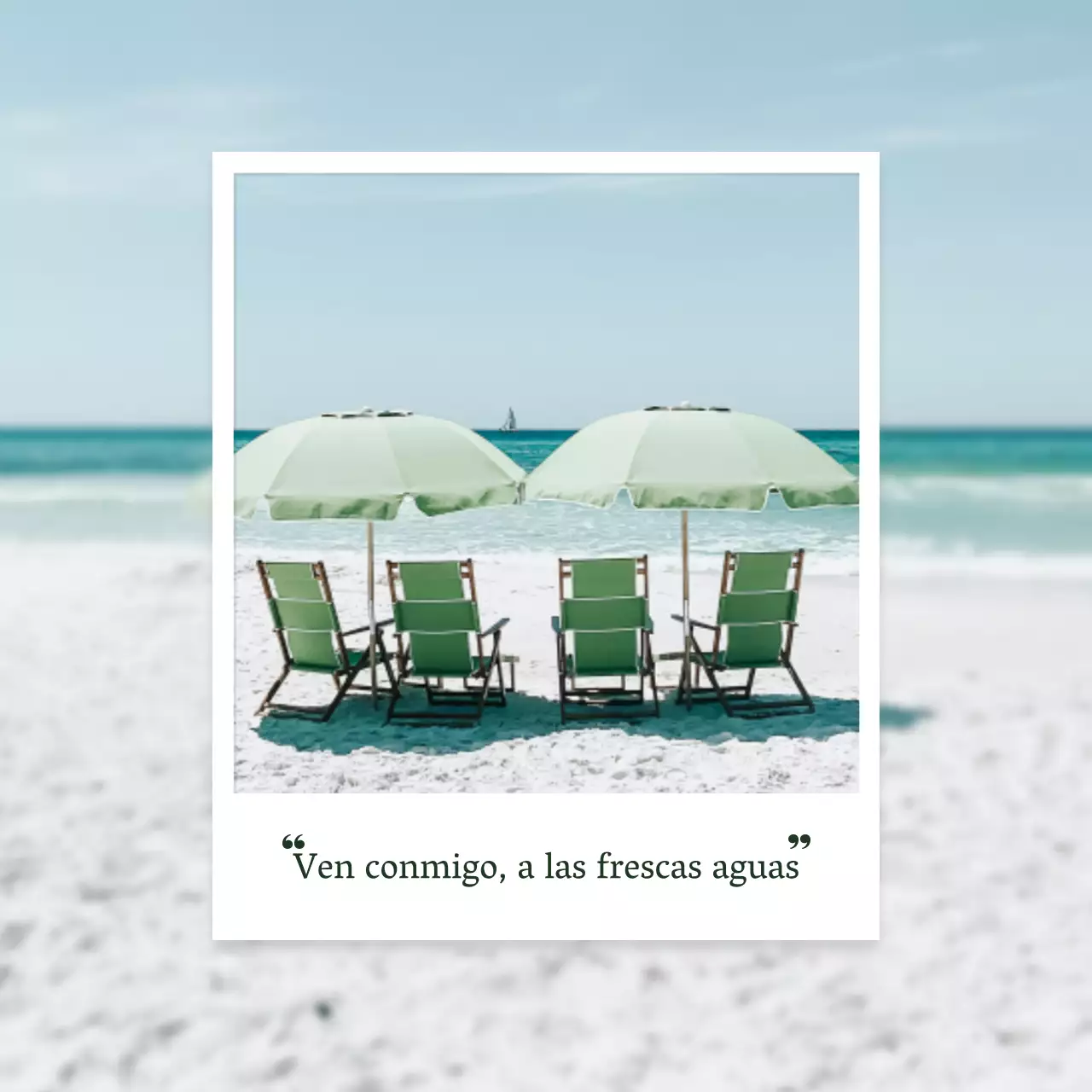 Simple verano mar sombrillas de playa en verde y blanco álbum post