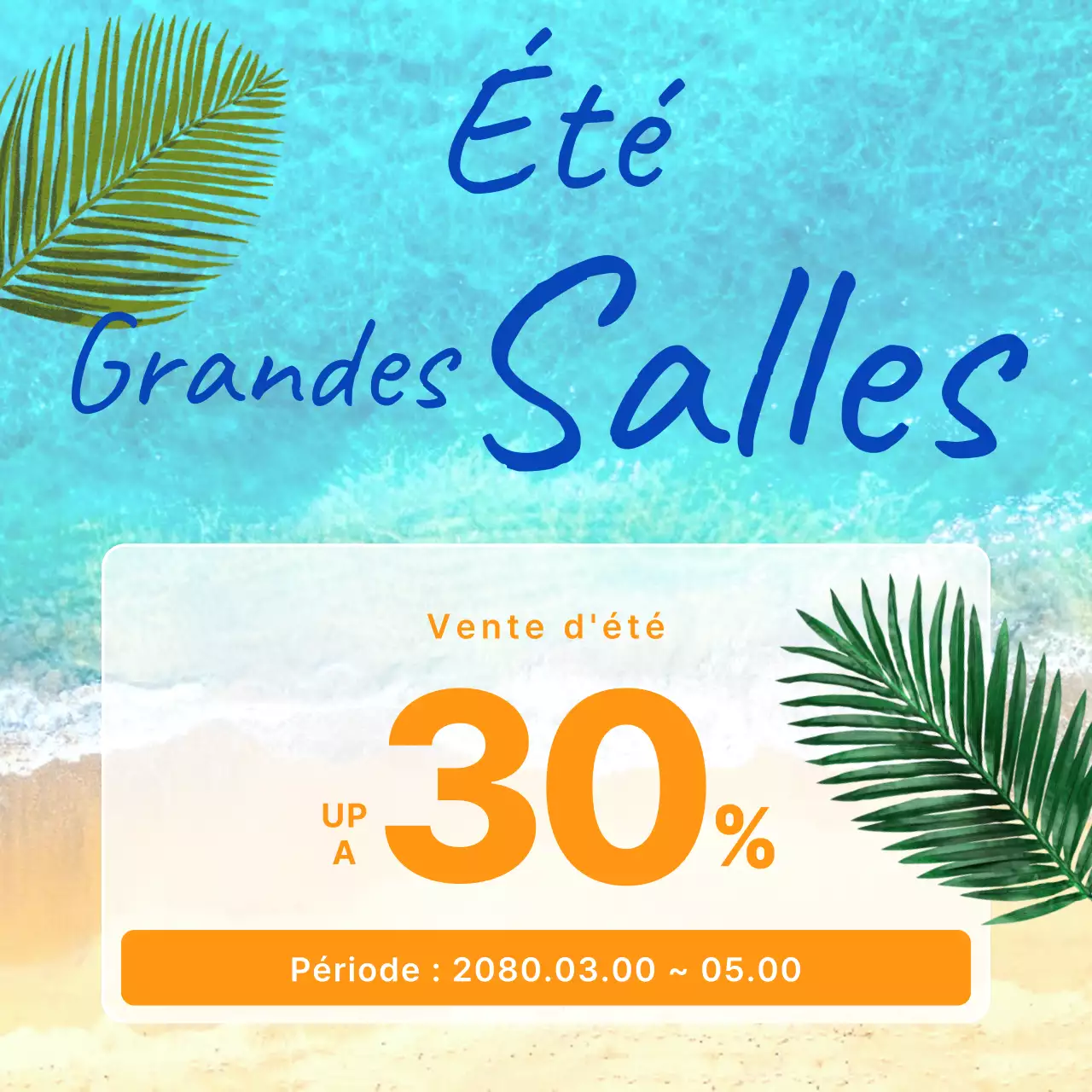 Une simple annonce de soldes d'été en bleu