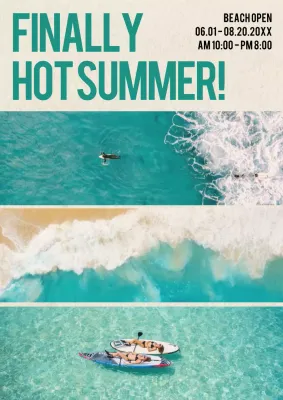 Teal Tropical Summer Announcement Poster