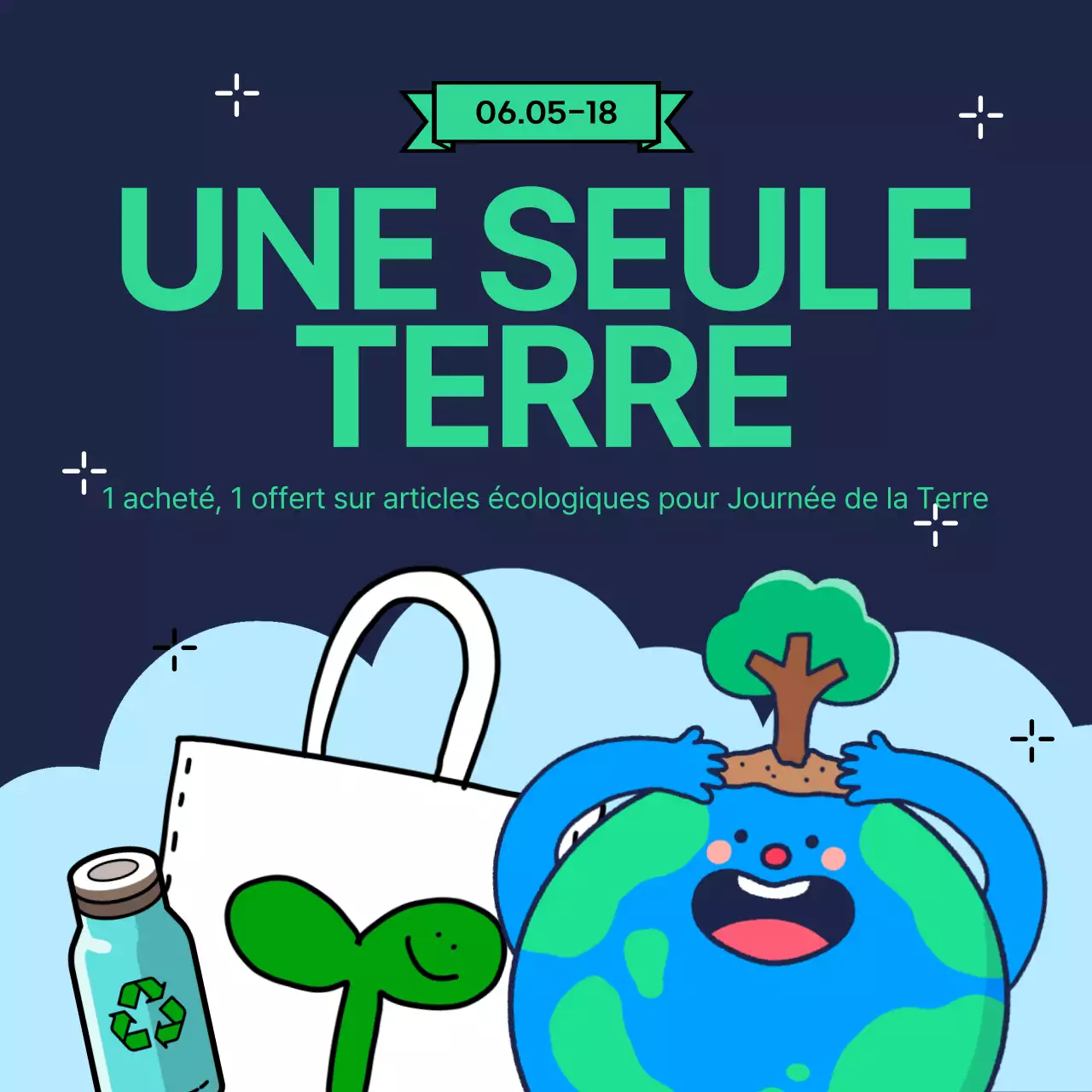 Promouvoir les événements verts et bleu marine naturels de la Journée de la Terre
