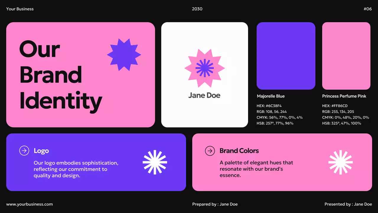 Black Blue Pink Modern Geometric Bento Box Brand Identity Guidelines Instruction