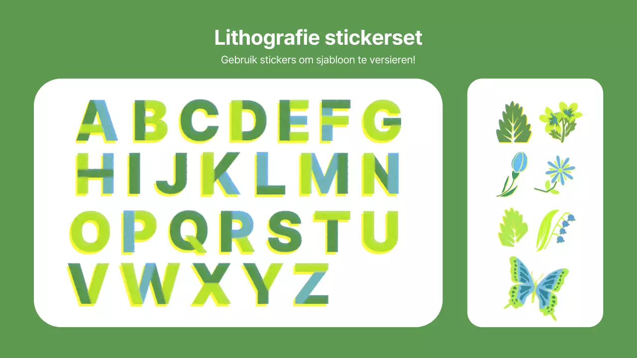 Promoot moderne lithografie in chartreuse en lichtblauw