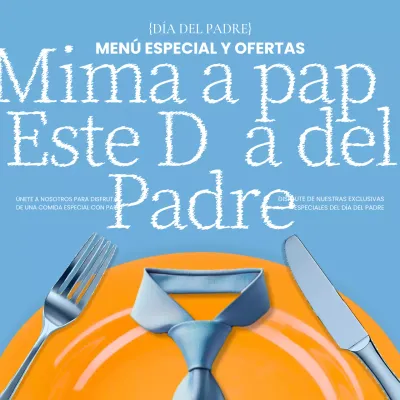 Promueva un menú de moda para el Día del Padre en azul claro y naranja