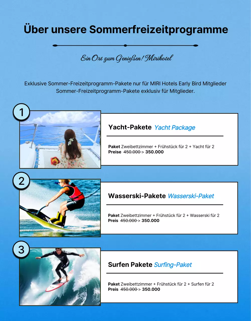 Kitschige Hotelangebote für den Sommer in Orange und Blau