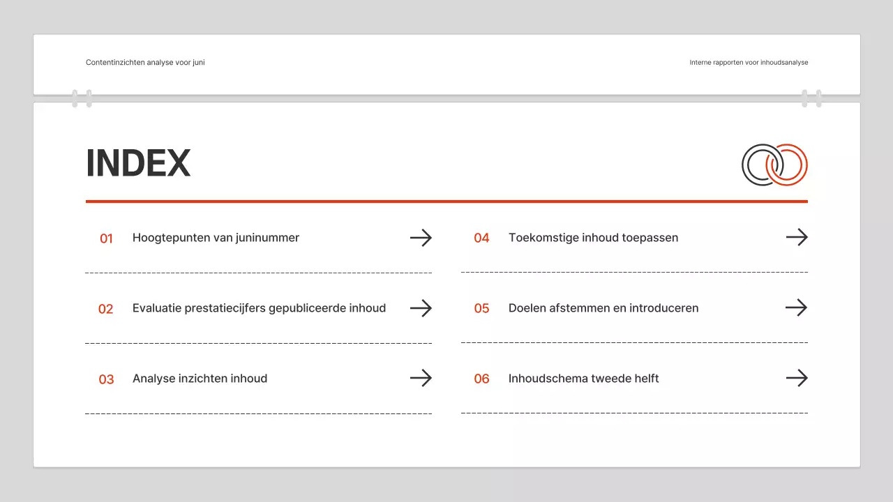 Een eenvoudig rapport voor inhoudsanalyse in rood en wit