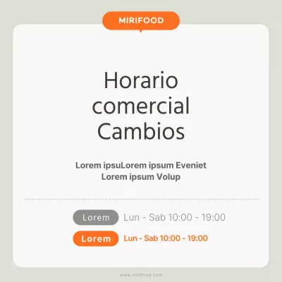 Blanco y naranja sencillos para anunciar cambios en los horarios de apertura