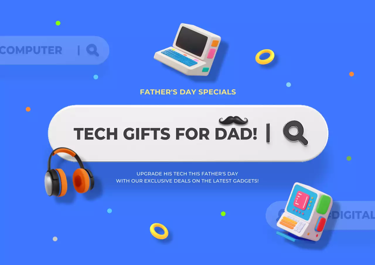 블루 레트로 테크 홍보 포스터