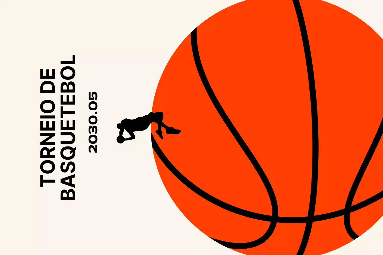 Torneio de basquetebol de design simples com bolas de basquetebol e pessoas a jogar basquetebol