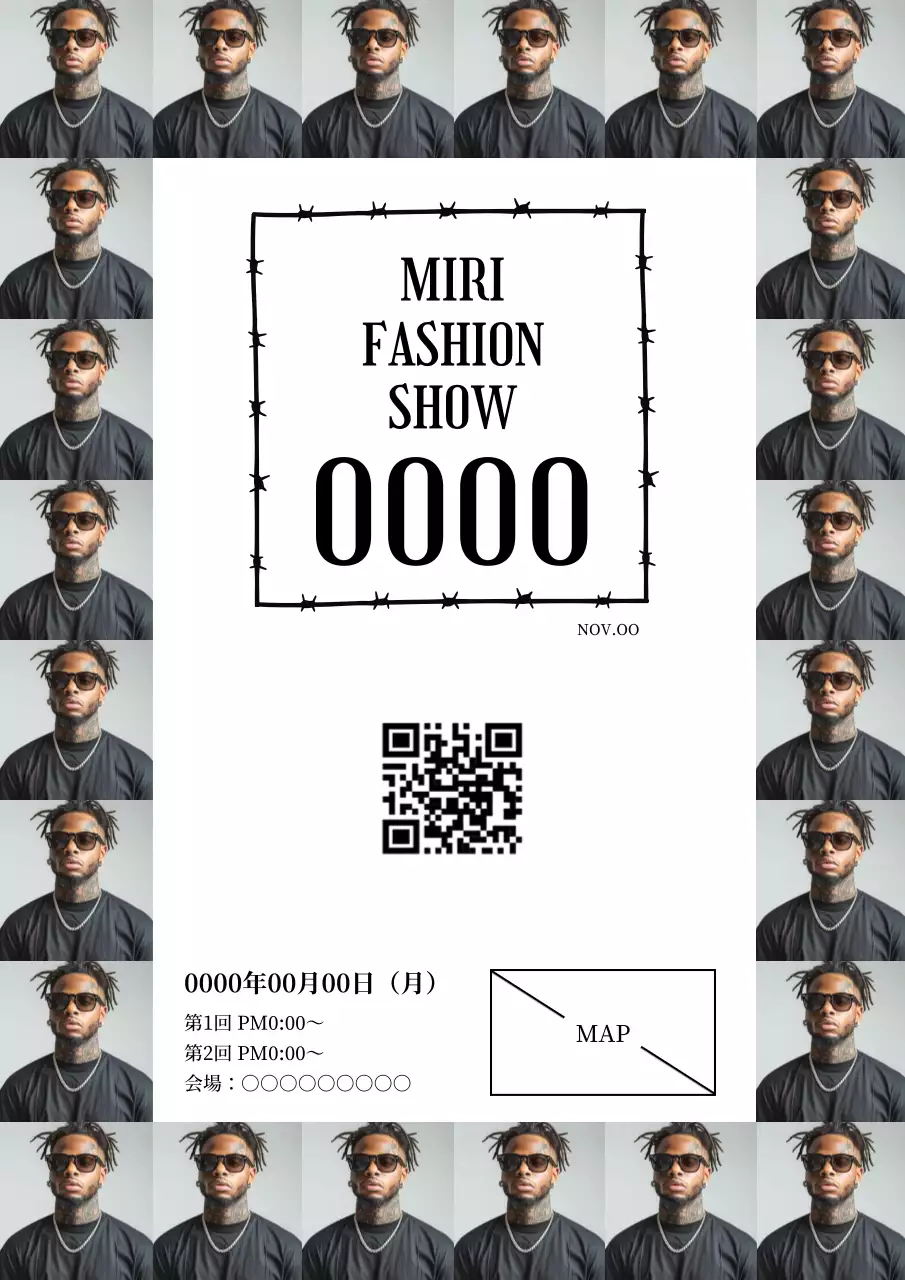 黒 モダン ファッション ショー チケット ポスター