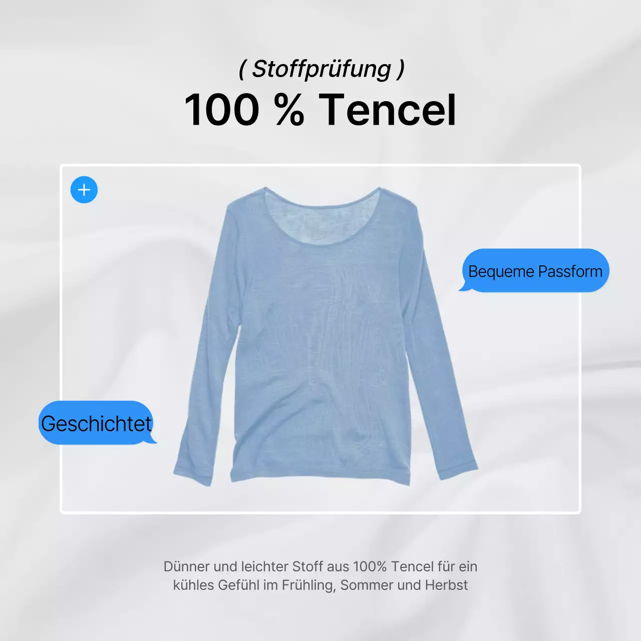 Beschreiben und fördern Sie trendige Mode in Blau und Weiß