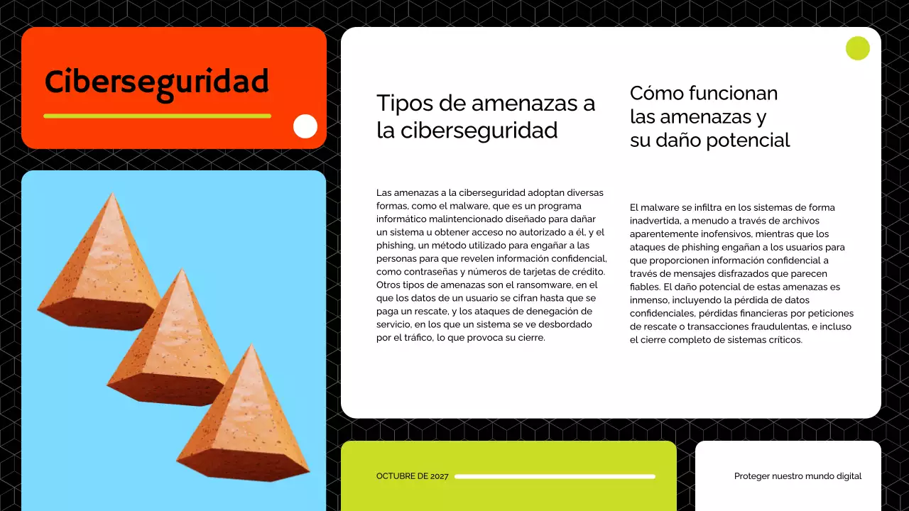 Material didáctico sobre ciberseguridad moderna en rojo y lima