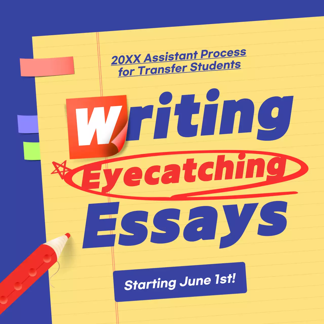 Blue Bold Writing Course Promotion Social Media Post