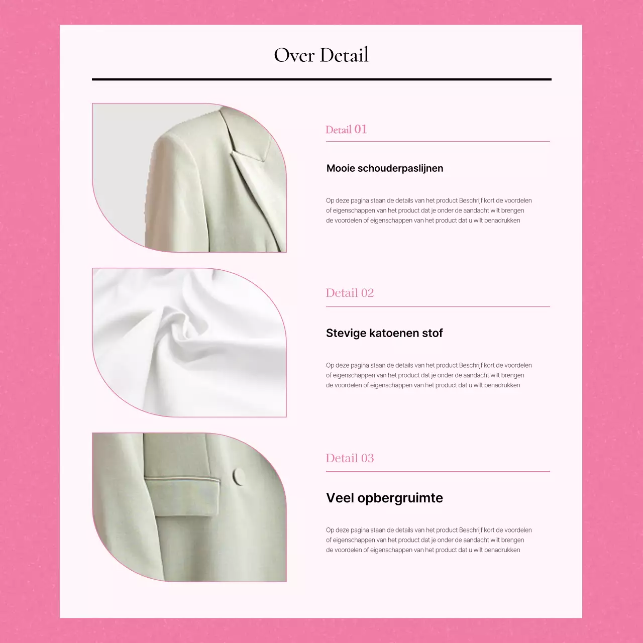 Kitscherige modeproductbeschrijvingen in geel en roze promoten