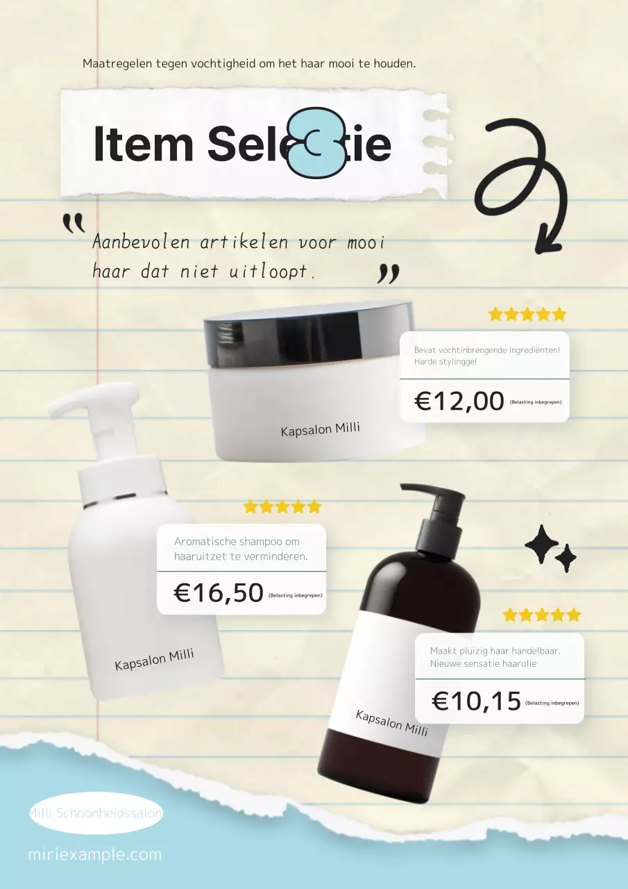 Ivoor en hemelsblauw trendy haarverzorgingsproducten voor het regenseizoen Introductie advertentie.
