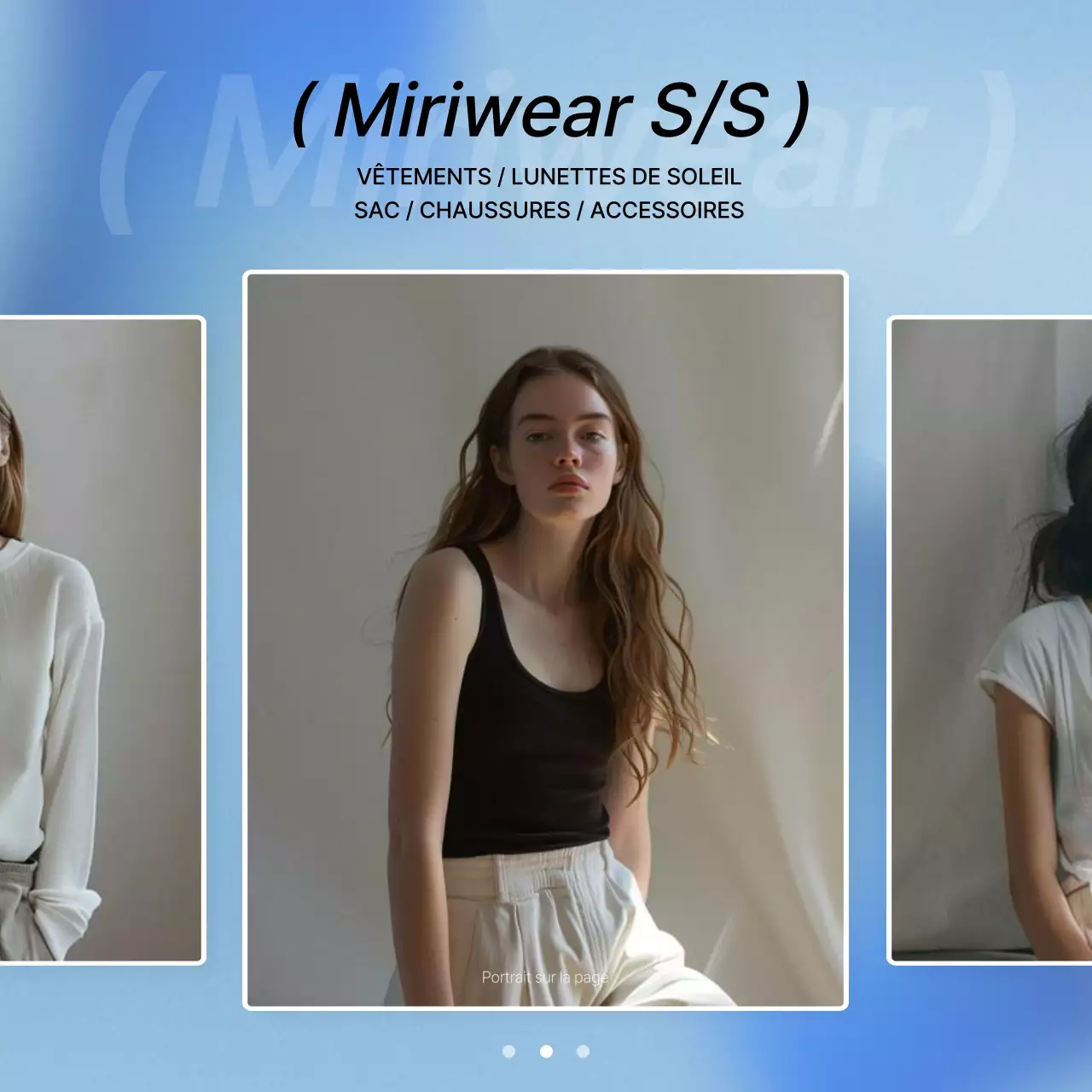 Promouvoir une mise en page de photos de mode en bleu et blanc