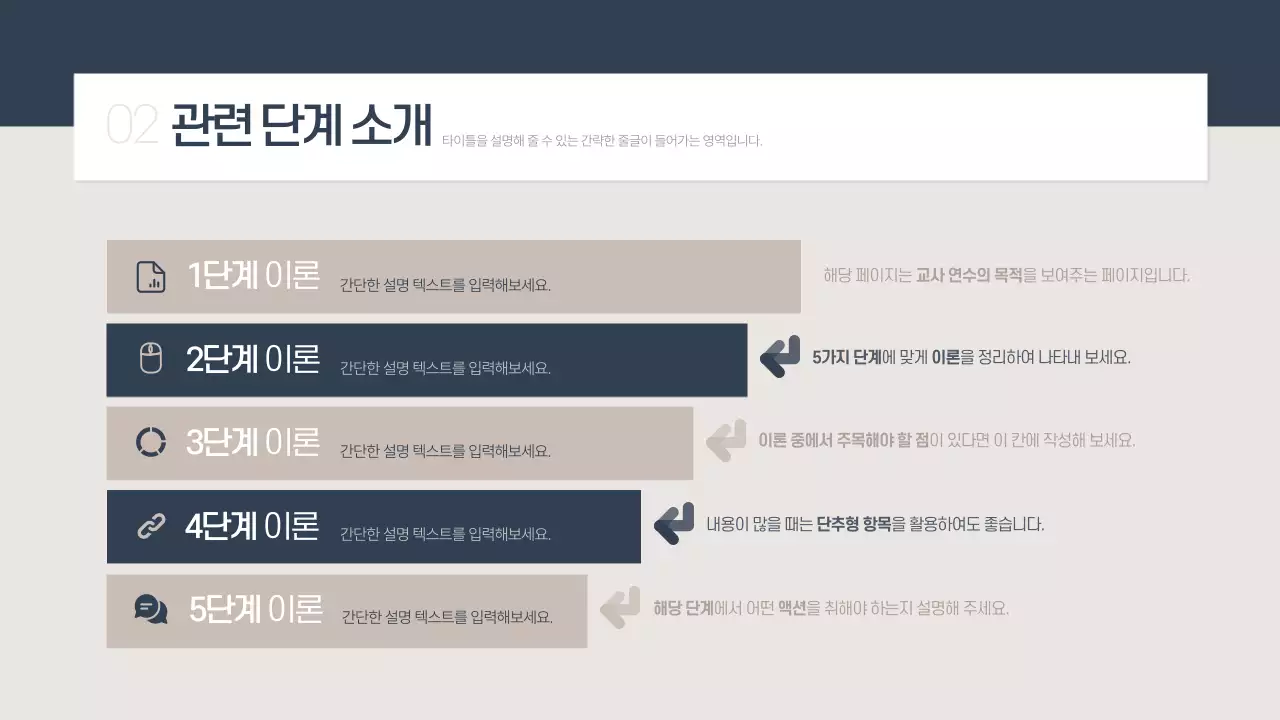 남색과 베이지의 심플한 교사 연수용 보고서