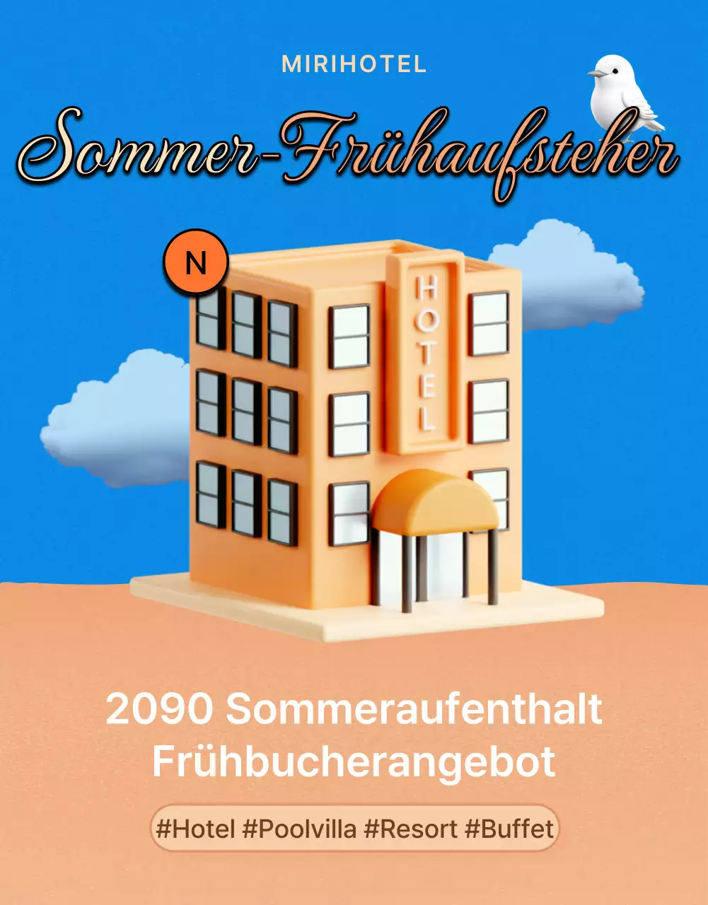 Kitschige Hotelangebote für den Sommer in Orange und Blau