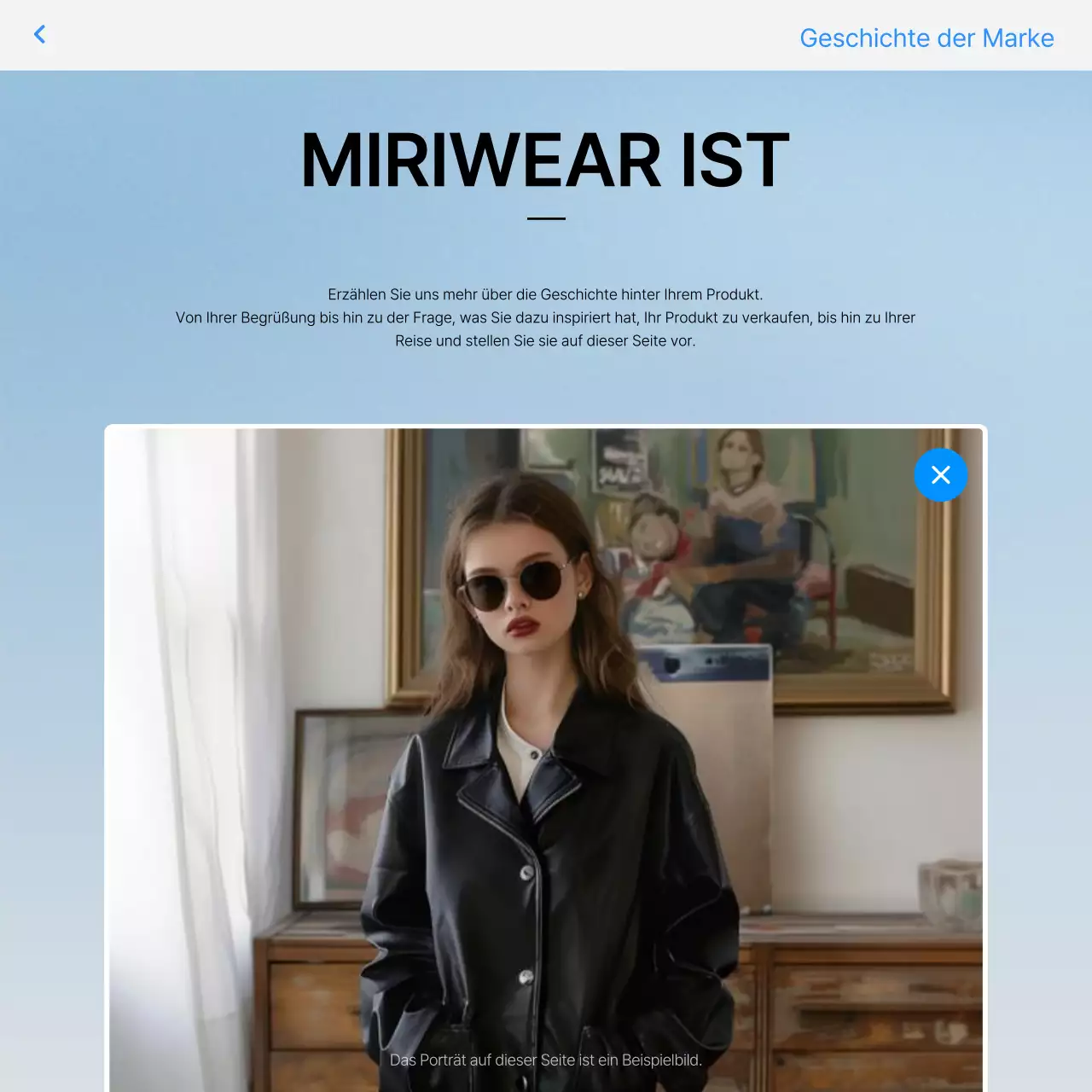 Förderung eines trendigen Mode-Intros in Blau und Weiß