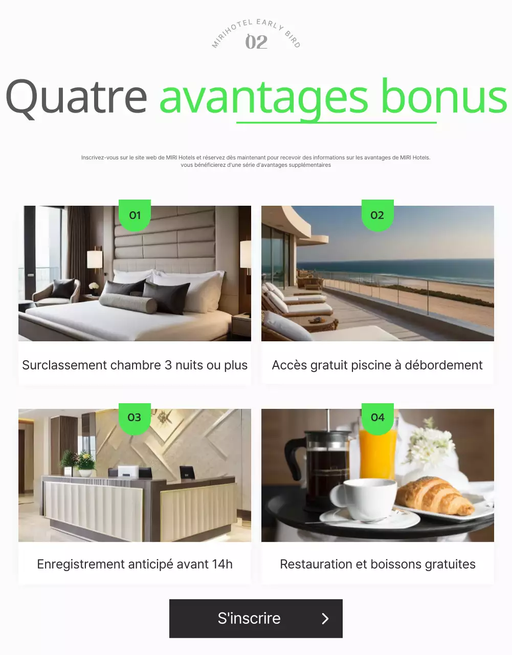 Promotion estivale simple d'un hôtel en blanc et bleu clair