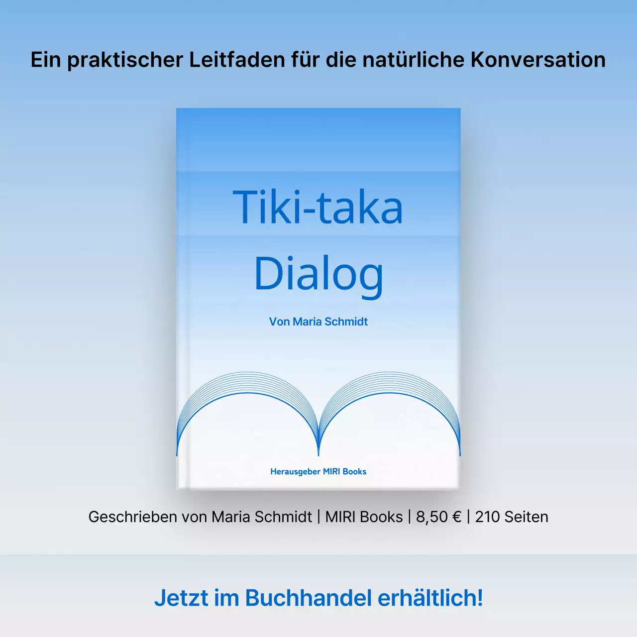 Minimalistische Buchpräsentation in Blau und Hellblau