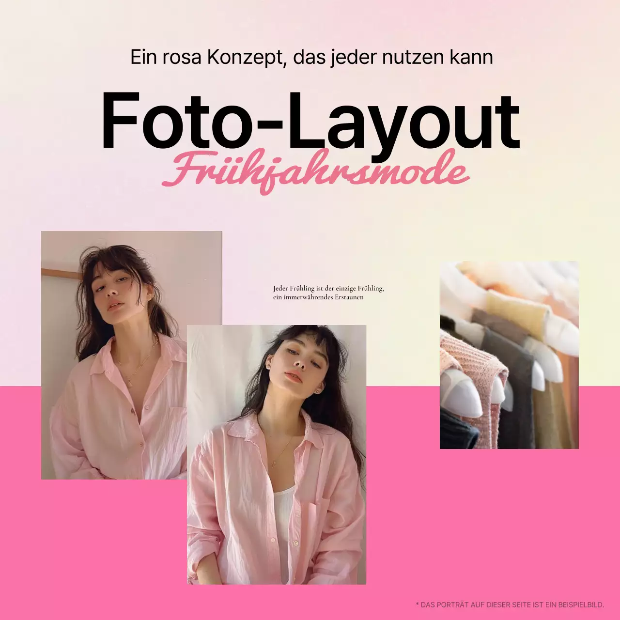 Förderung eines kitschigen Mode-Layouts in Rosa