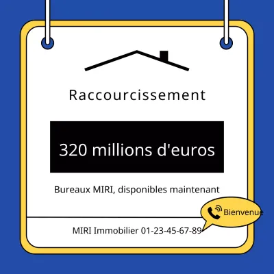 Une simple annonce de vente d'un bien immobilier en jaune et bleu