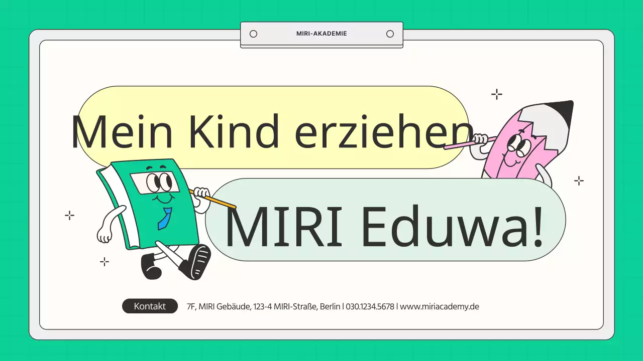 Kitschiger mint-gelber Schulprospekt