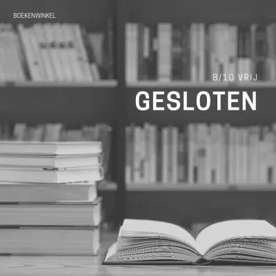 Minimalistische sluitingspost boekwinkelcafé in zwart-wit en zwart-wit