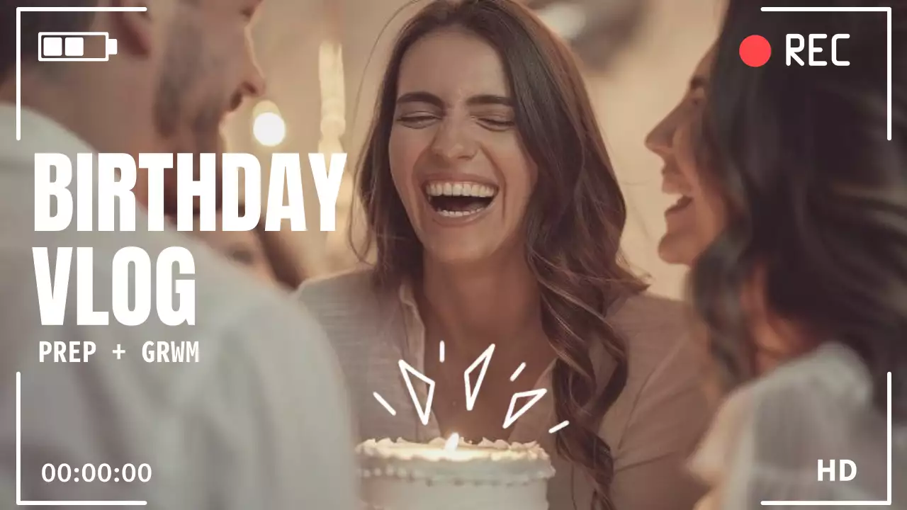 Beige Trendy Birthday Vlog YouTube Thumbnail