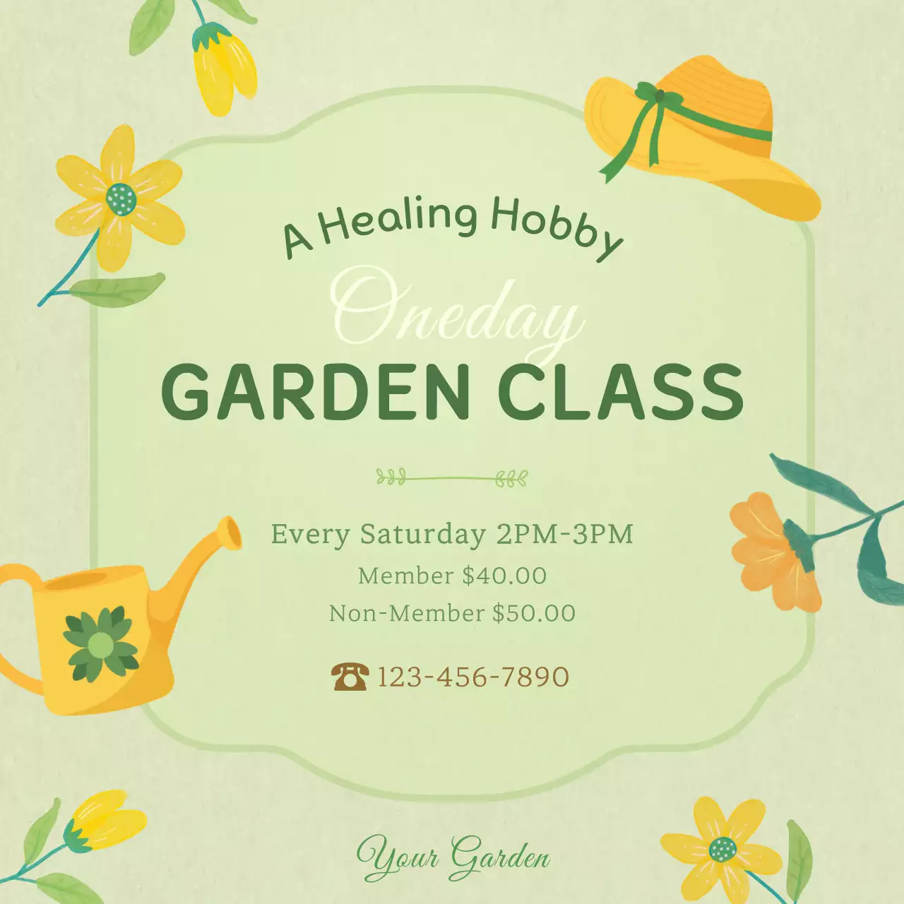 Green Rustic Garden Invitation Social Media Post
