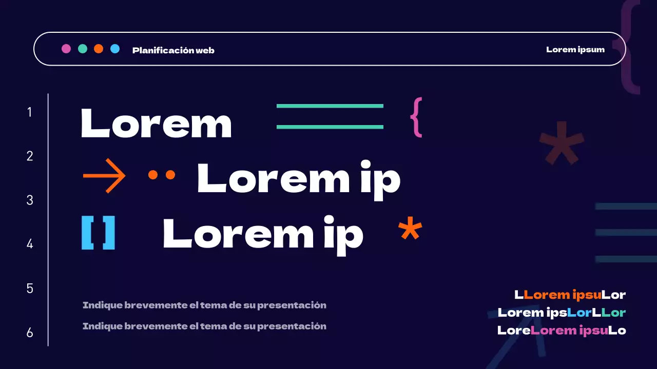 Resumen de proyecto de desarrollo web en azul claro y naranja