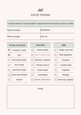 Bloc-notes simple pour la préparation des bagages en ivoire et menthe