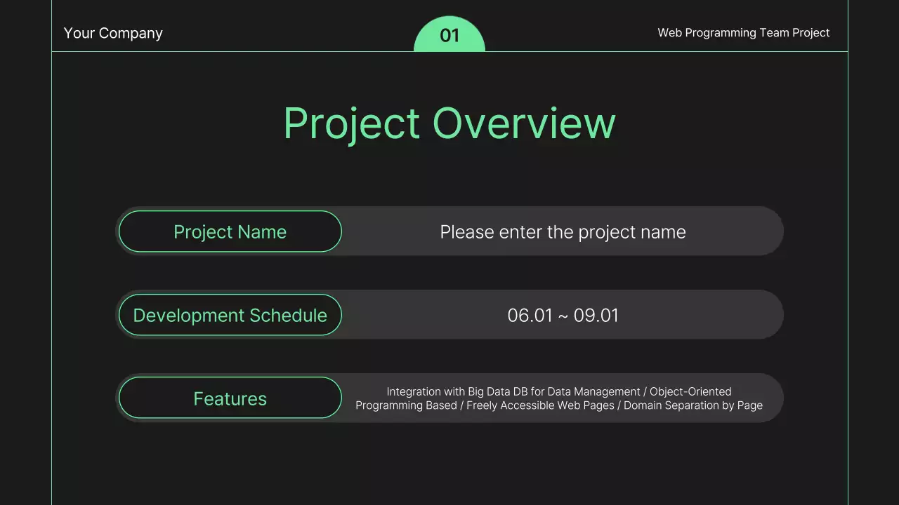 Kế hoạch phát triển web đơn giản màu đen và xanh lá cây
