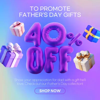 Purple Trendy Father's Day Promotion Social Media Post