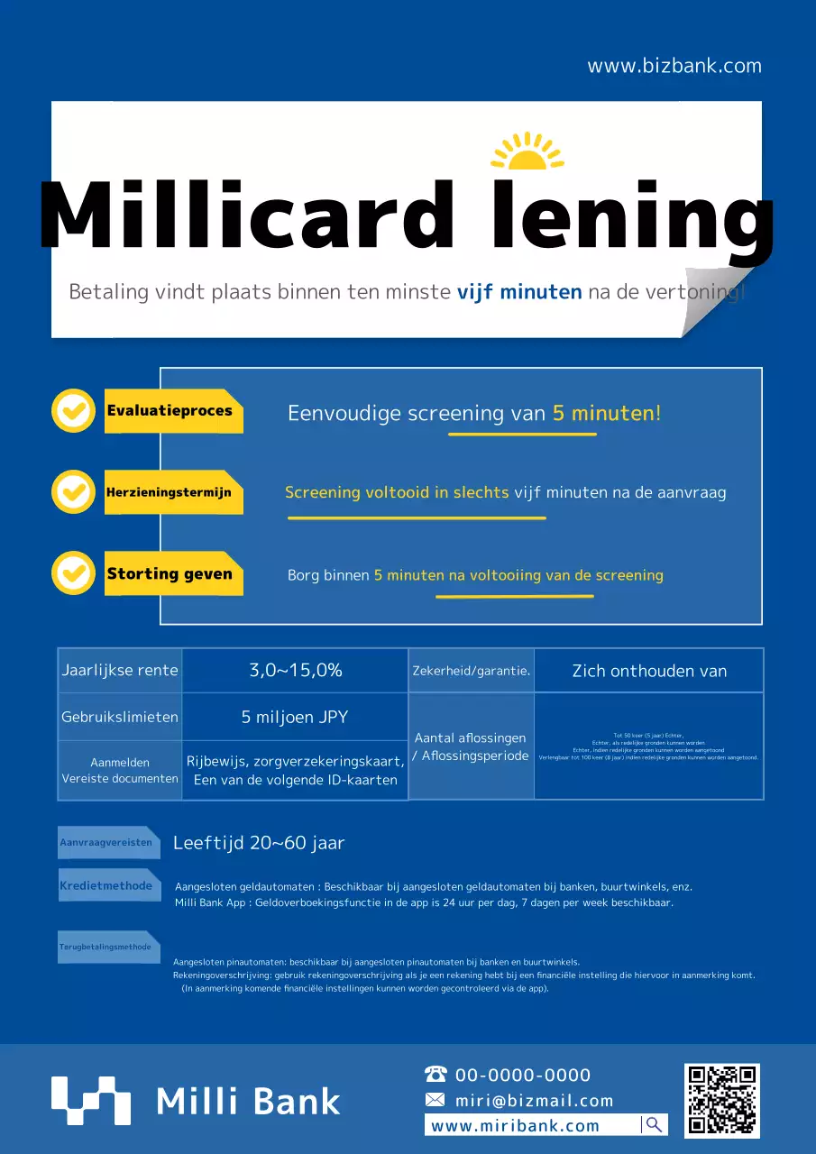 Promoot een nette blauw met gele bankpaslening