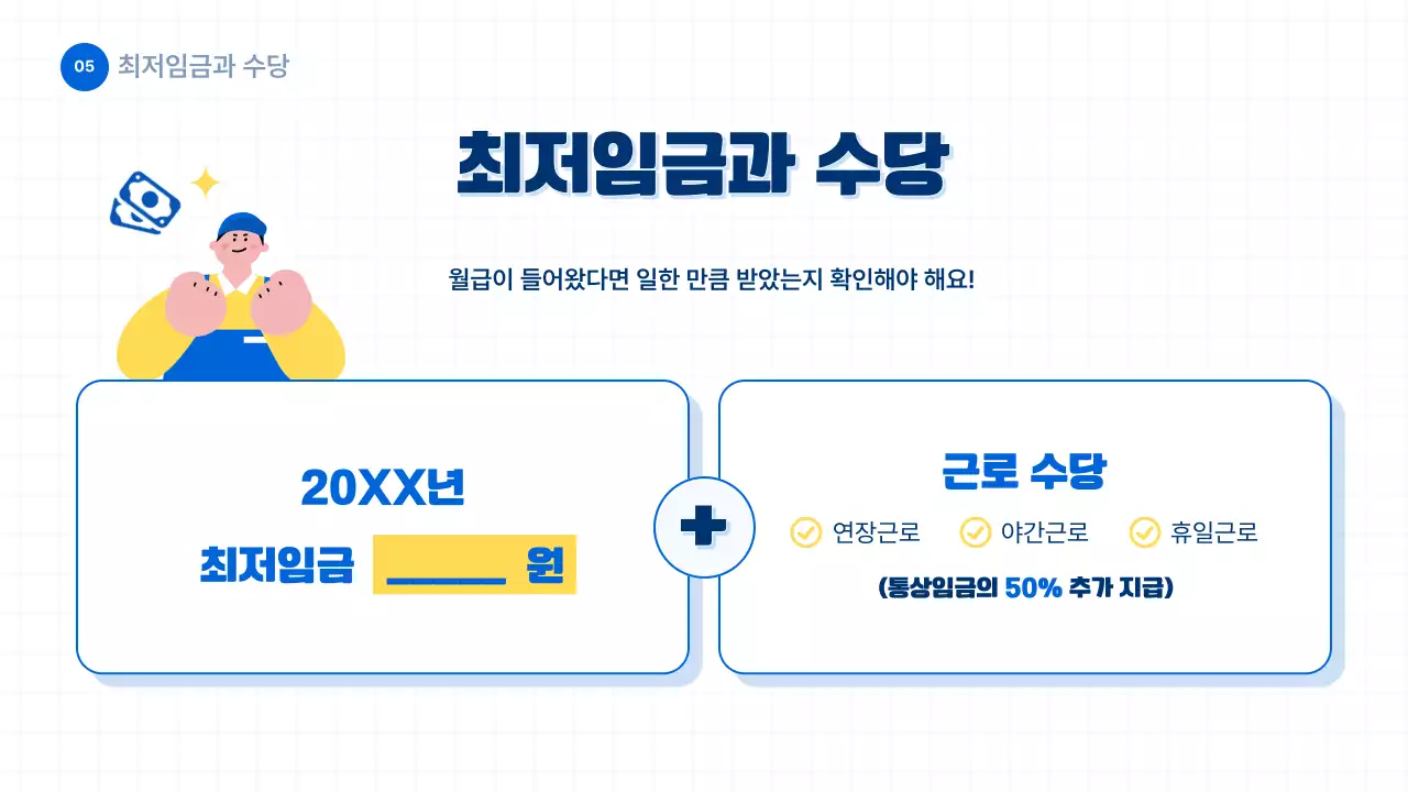 파랑과 단순한 스타일의 청소년 노동법 정보