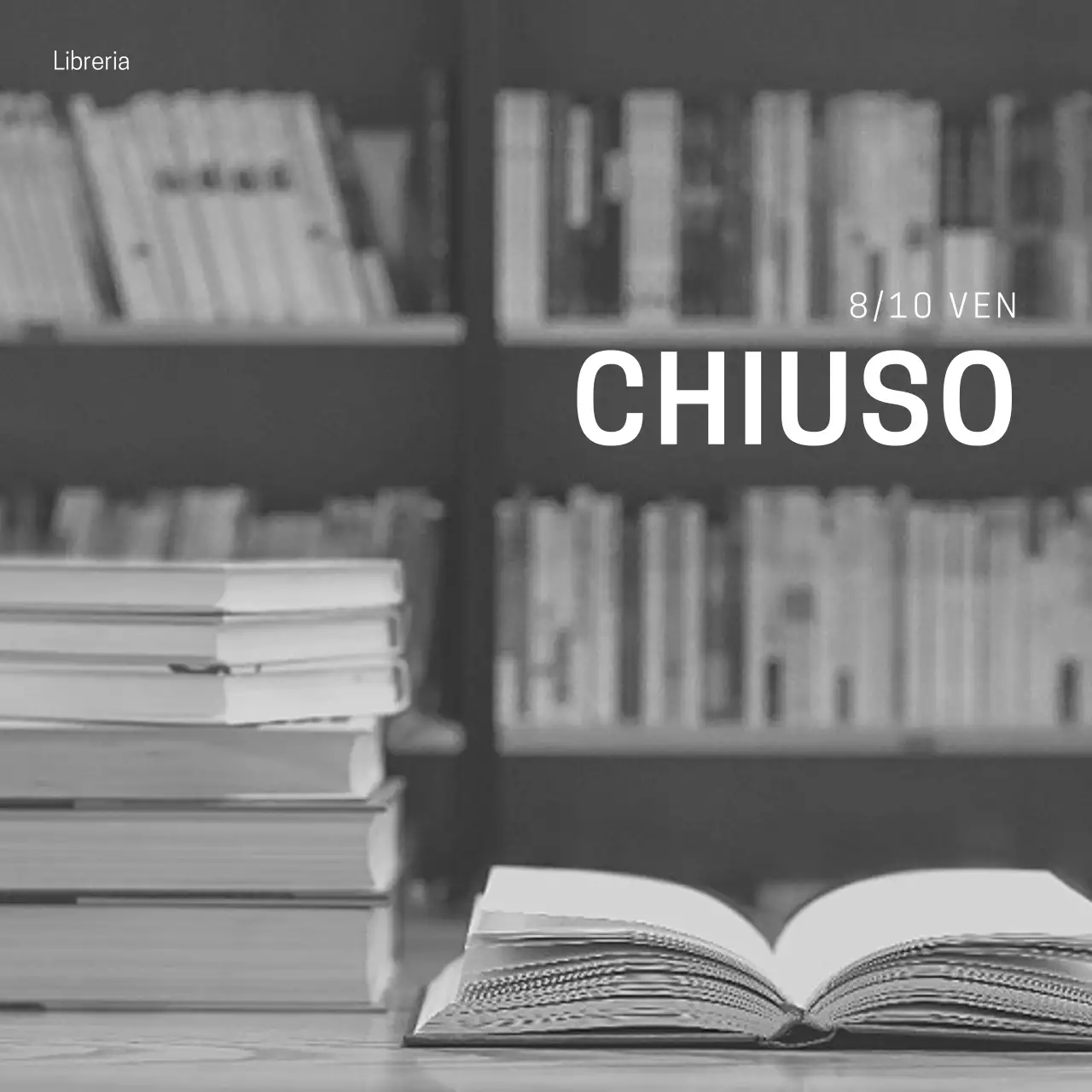 Post di chiusura di una libreria minimalista in bianco e nero e in bianco e nero
