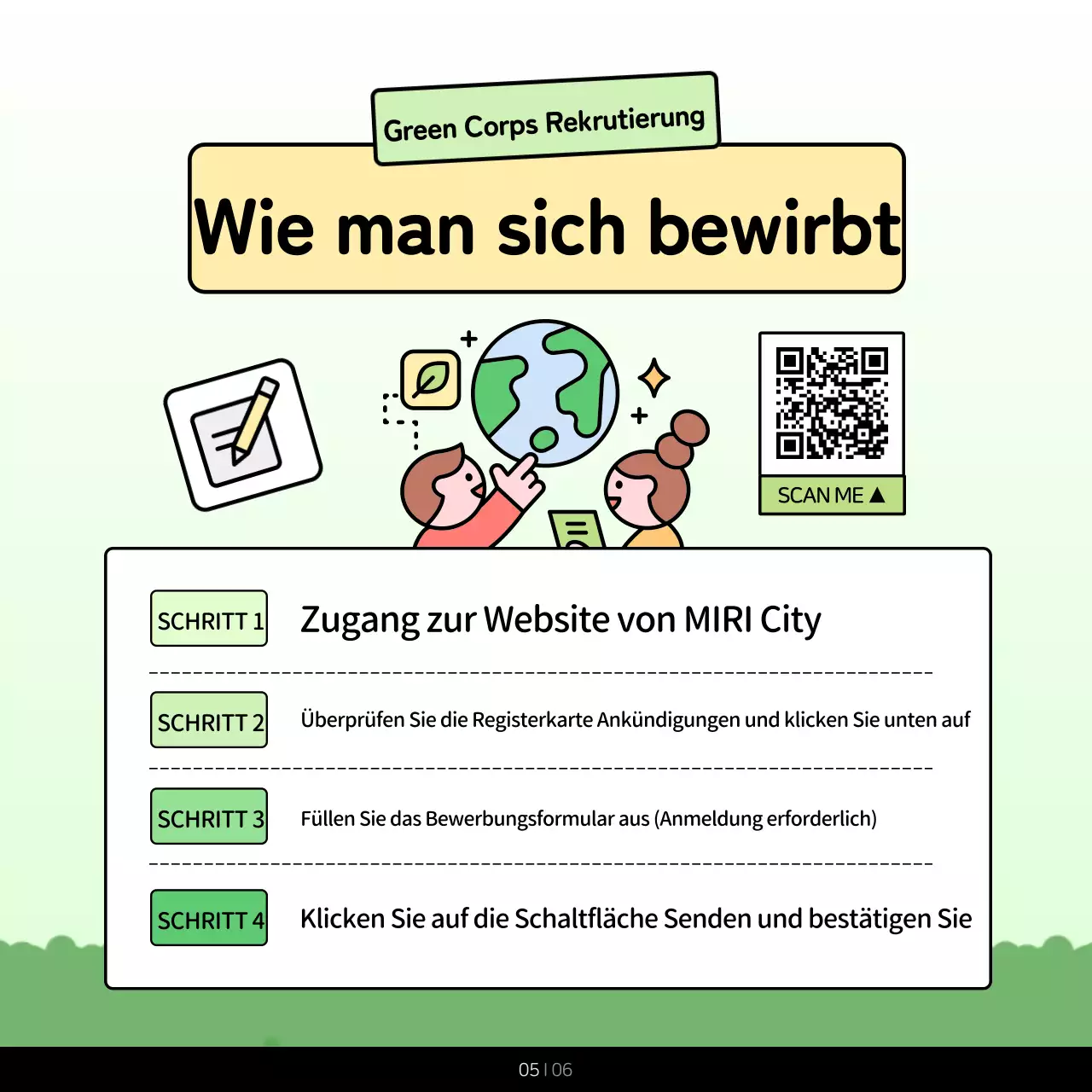 Förderung der Farben Grün und Chartreuse der Umweltkorps des öffentlichen Sektors