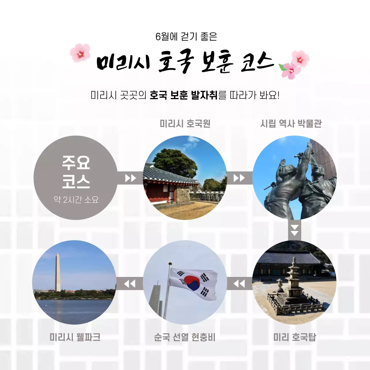 흰색의 전통적인 호국보훈 관광 캠페인