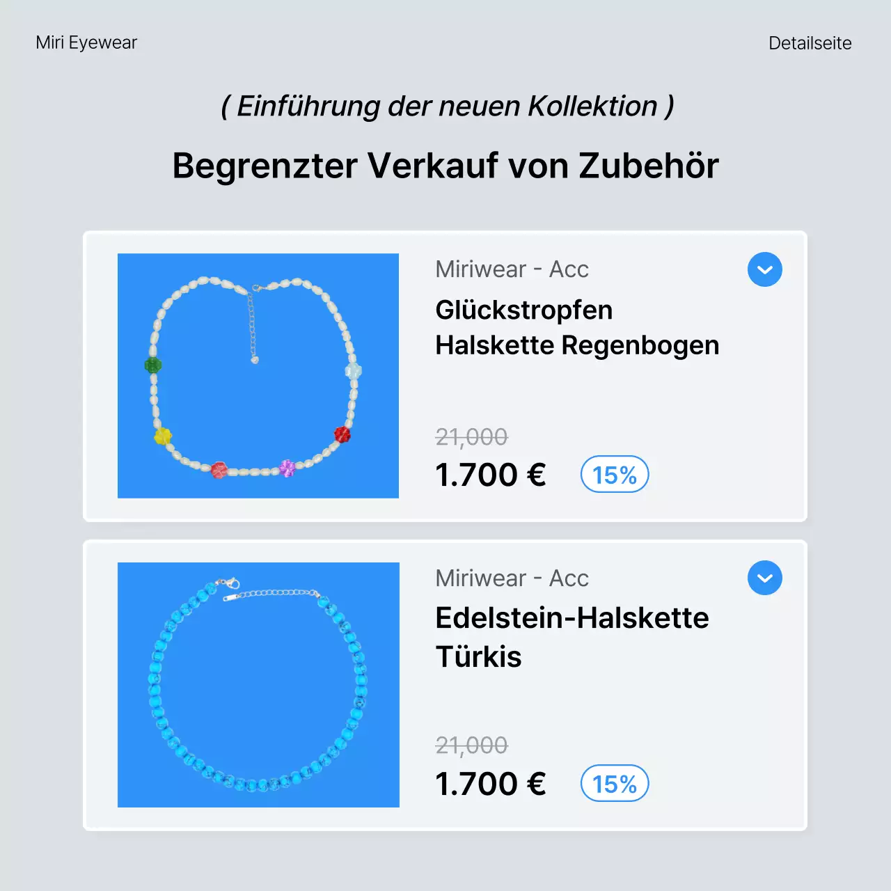 Beschreiben und fördern Sie trendige Mode in Blau und Weiß