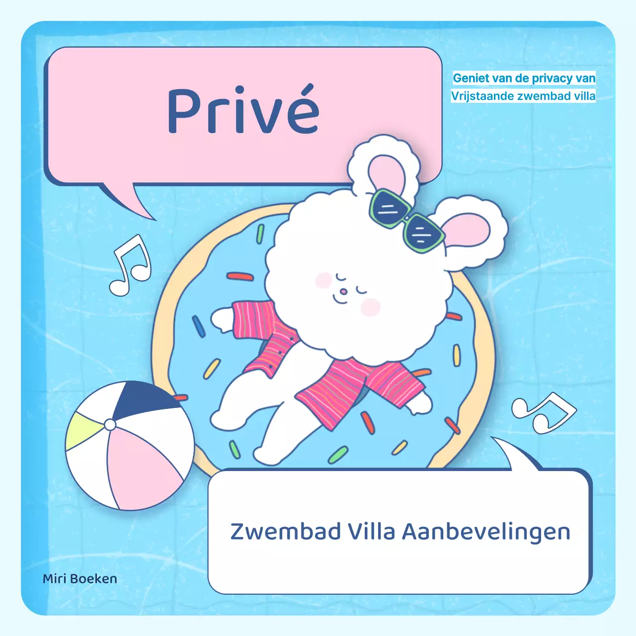 Een schattig zomers vakantiehuisje in lichtblauw en roze